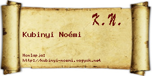 Kubinyi Noémi névjegykártya